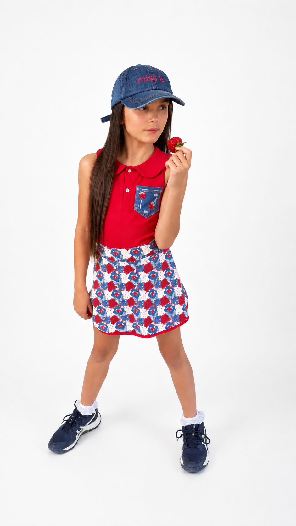 Strawberry Jean 2 piece skort set