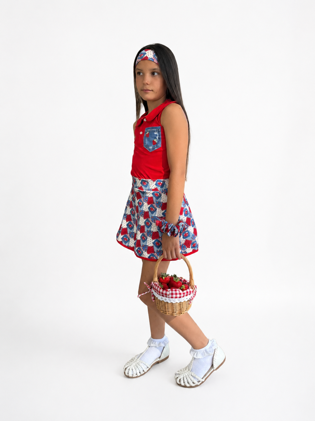 Strawberry Jean 2 piece skort set